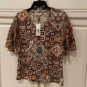 NWT  Calvin Klein V Neck Tunic w/ sheer sleeves